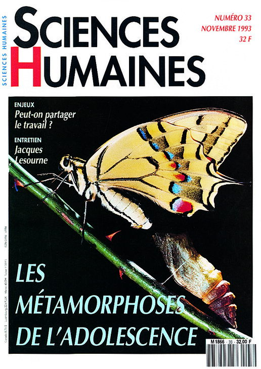 Couverture Mensuel Sciences Humaines n°33 : Les métamorphoses de l'adolescence