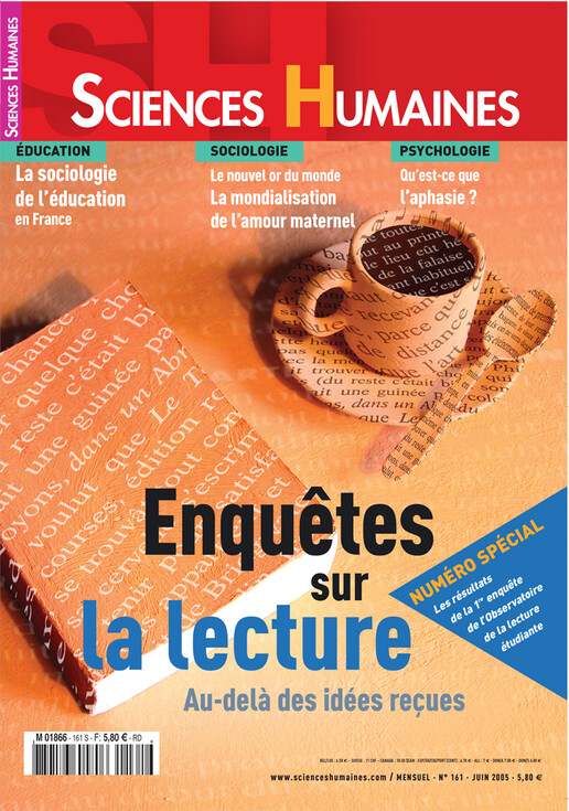 Couverture Mensuel Sciences Humaines n°161 : Enquêtes sur la lecture. Au-delà des idées reçues