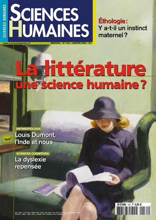Couverture Mensuel Sciences Humaines n°134 : La littérature, une science humaine ?