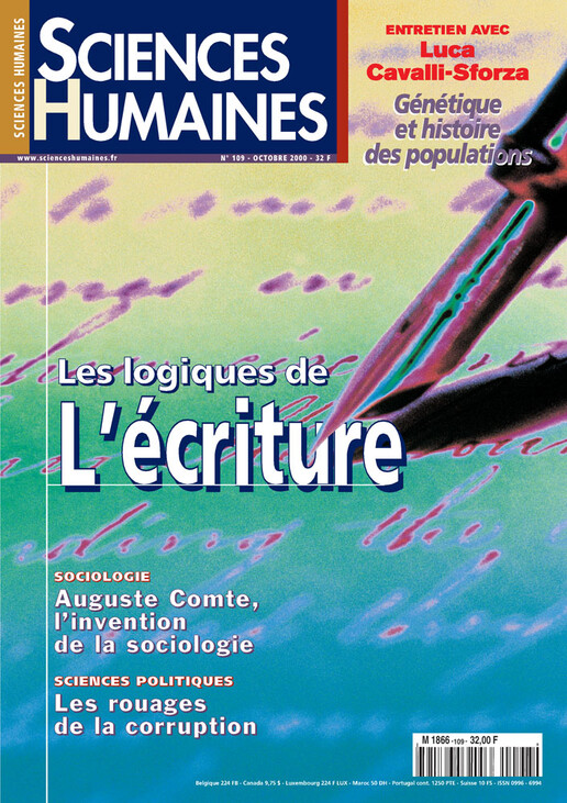 Couverture Mensuel Sciences Humaines n°109 : Les logiques de l'écriture