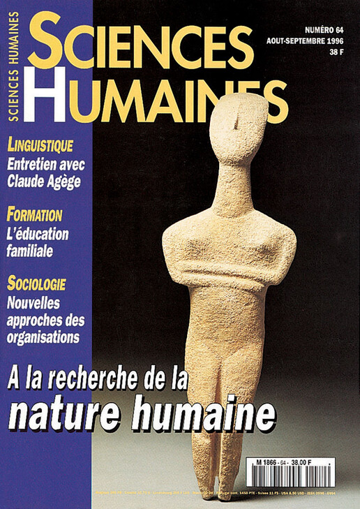 Couverture Mensuel Sciences Humaines n°64 : À la recherche de la nature huMaine