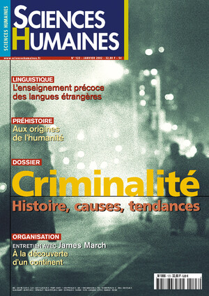 Couverture Mensuel Sciences Humaines n°123 : Criminalité : histoire, causes, tendances