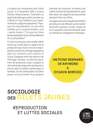 Sociologie des Gilets jaunes. Reproduction et luttes sociales, Antoine Bernard de Raymond et Sylvain Bordiec, Le bord de l’eau, 2024, 240&nbsp;p., 19&nbsp;€. - Sciences Humaines n°373